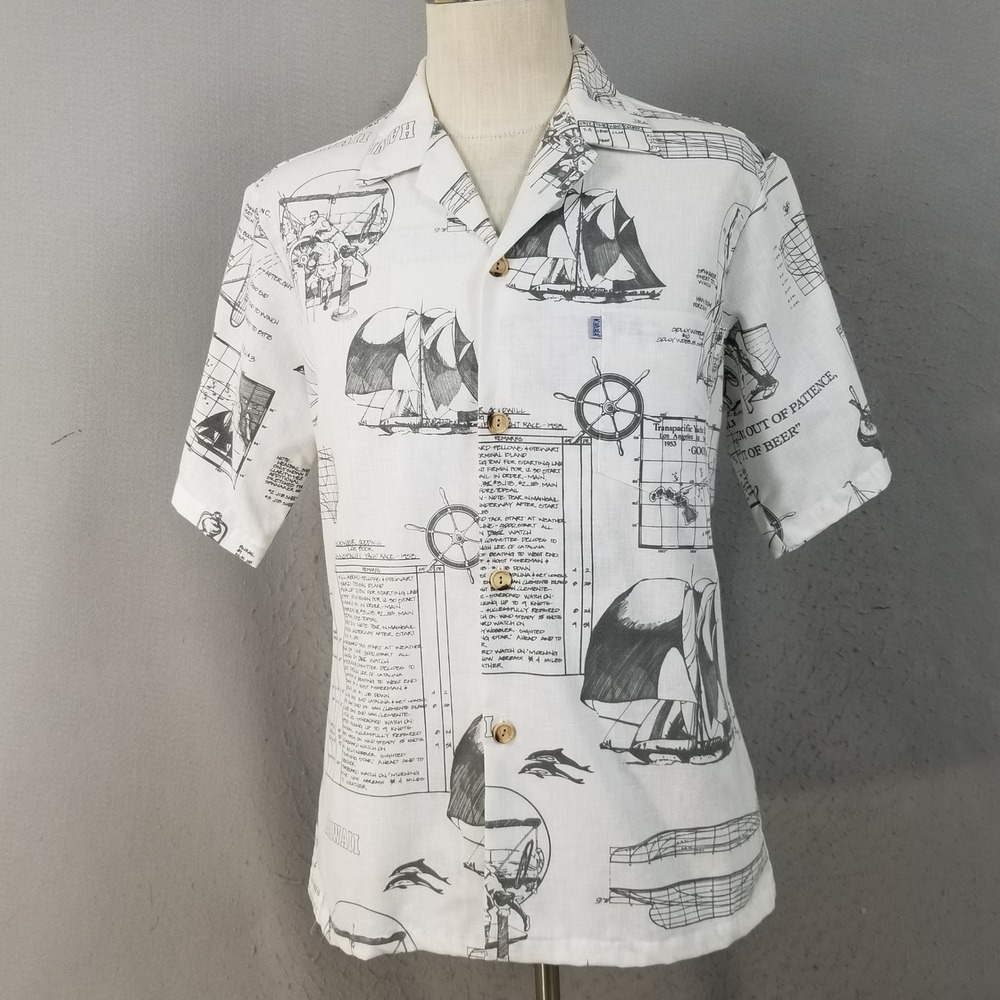Kahala Shirt Mens M White Nautical Transpacific Yacht Race M34 Hawaii Aloha